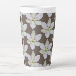 Modern White Golden-rayed lily Flower Pattern Latte Mug