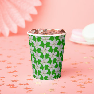 Modern White Golden-rayed lily Flower Pattern Paper Cups