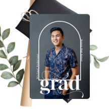 Modern White GRAD Arch Photo Graduate Announcement