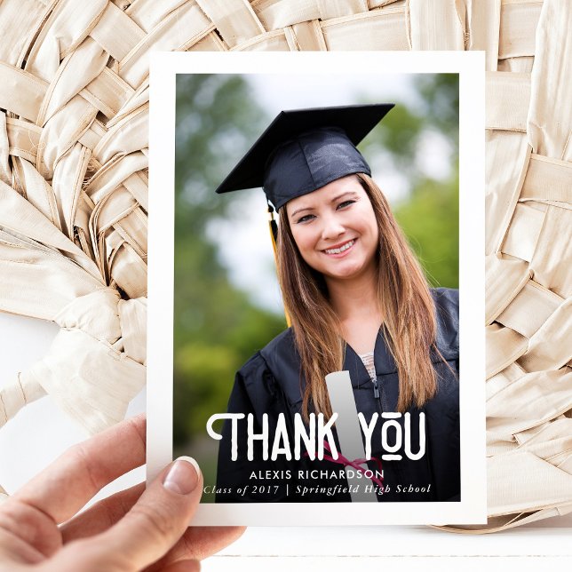 Modern White | Graduation Photo Thank You (Creator Uploaded)