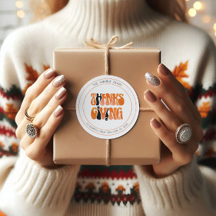 Modern White Graffiti Thanksgiving Autumn Fall  Classic Round Sticker