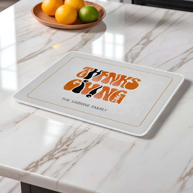 Modern White Graffiti Thanksgiving Autumn Fall  Cutting Board (Creator Uploaded)