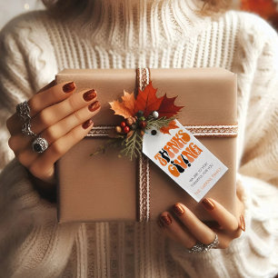 Modern White Graffiti Thanksgiving Autumn Fall Gift Tags