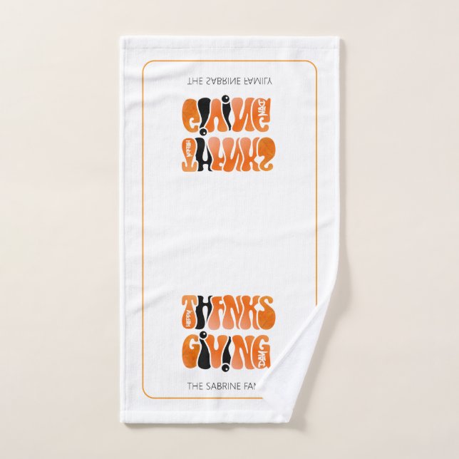 Modern White Graffiti Thanksgiving Autumn Fall  Hand Towel (Hand Towel)