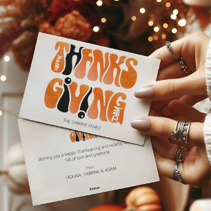 Modern White Graffiti Thanksgiving Autumn Fall  Holiday Card