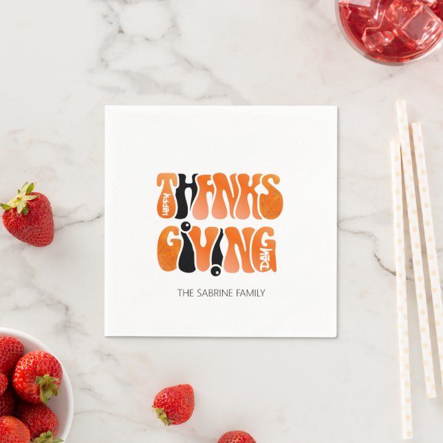 Modern White Graffiti Thanksgiving Autumn Fall  Napkin (Insitu)