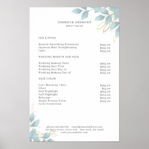 Modern White Green Leafy Poster