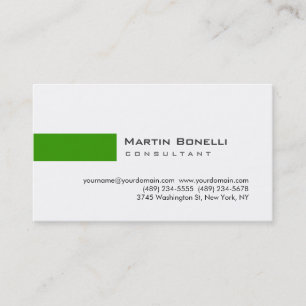 Modern White Green Simple Consultant Business Card