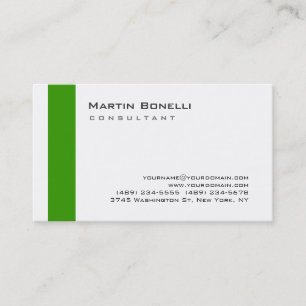 Modern White Green Simple Consultant Business Card