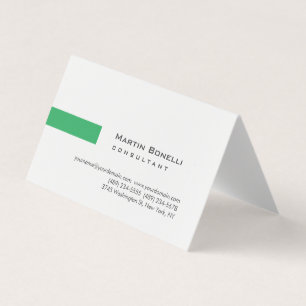 Modern White Green Simple Consultant Business Card