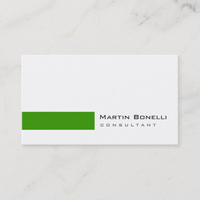 Modern White Green Simple Consultant Business Card (Front)
