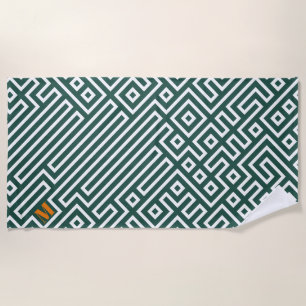 Modern White Green Wedding Party Favour Beach Towe Beach Towel