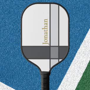 Modern white grey and gold pickleball cool paddle