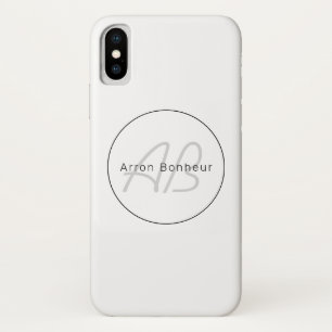 Modern White Grey & Black Cool Name & Monogram Case-Mate iPhone Case