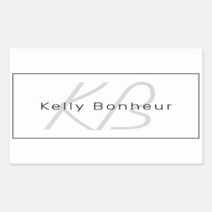 Modern White Grey & Black   Cool Name & Monogram Sticker