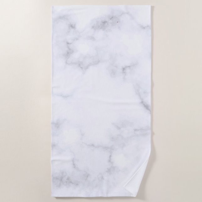 Modern White & Grey Marble Stone Beach Towel (Front)
