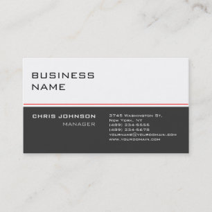 Modern White Grey Red Trendy Business Card