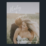 Modern White Handwritten Script Wedding Photo Faux Canvas Print<br><div class="desc">Modern wedding faux canvas print with a simple design featuring your names in an elegant handwritten script across the top left and your wedding date in the bottom right, over your favourite photo. The chic hand lettering adds a romantic touch. Display your favourite engagement picture at your reception or give...</div>