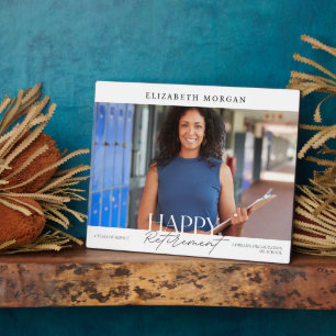 Modern White Happy Retirement Keepsake Photo Plaque