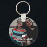 Modern White Heart Best Friend Friendship Photo Keychain<br><div class="desc">Cute and modern keychain celebrating your friendship with your bestie. Add a photo,  your names and the year you met to create a one-of-a-kind gift.</div>