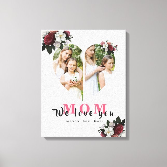 Modern White Heart Shaped Gift for Mother's day Canvas Print (Front)