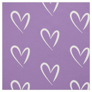 Modern white hearts, Purple Background, Pattern Fabric