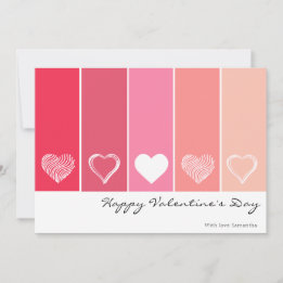 Modern white hearts red and pink ombre Valentine Holiday Card