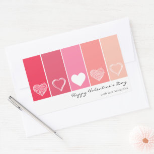 Modern white hearts red and pink stripes Valentine Sticker