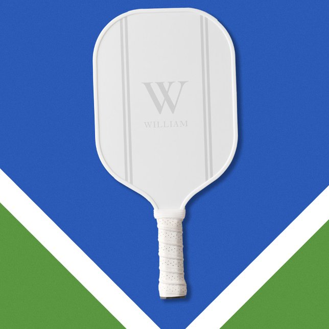 Modern White Initial Name Monogram Pickleball Paddle (Creator Uploaded)