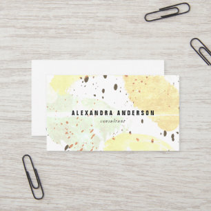 Modern White Ivory Brush Strokes Business Card