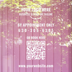 Modern White Logo QR Code By Appointment Only Window Cling