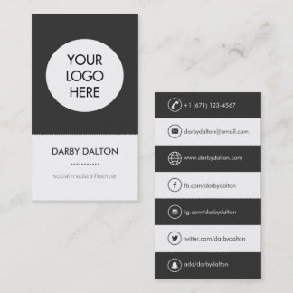 Modern White Logo Social Media Business Card