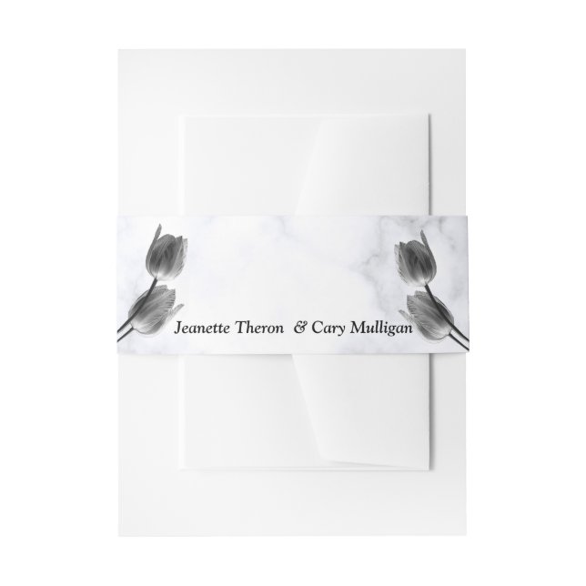 Modern White Marble Black Abstract Belly Band Invitation Belly Band (Front Example)