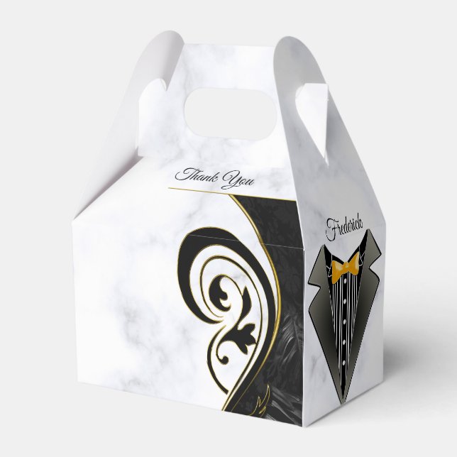 Modern White - Marble Black Abstract Gift Box (Front Side)