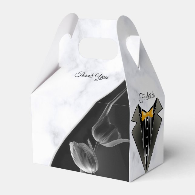 Modern White - Marble Black Abstract Gift Box (Front Side)