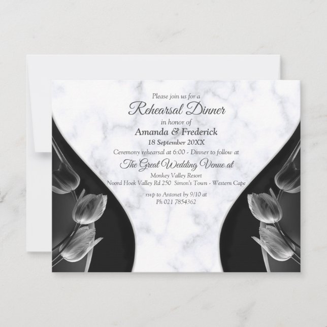 Modern White Marble Black Abstract Invitation (Front)