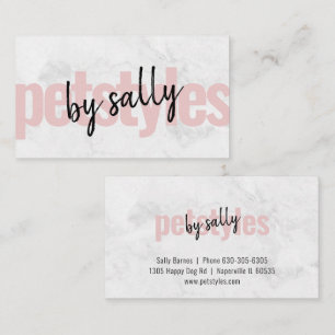 Modern White Marble Blush Pink Petstyles. Business Card