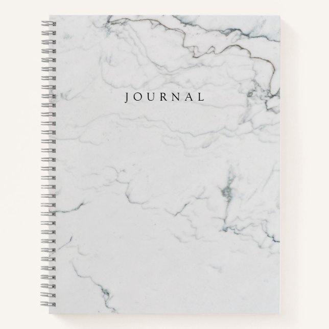 Modern White Marble Cover Monogrammed Journal (Front)