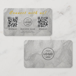 Modern White Marble Dual QR Code Multi Social Business Card