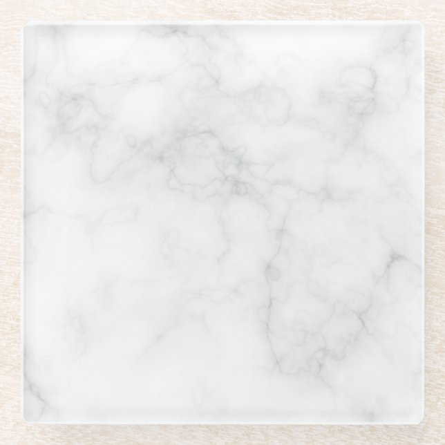 Modern White Marble Glass Coaster (Front)