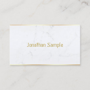 Modern White Marble Gold Text Custom Template Business Card