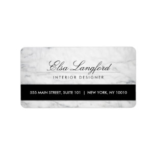 Modern White Marble Luxury Designer Address Label