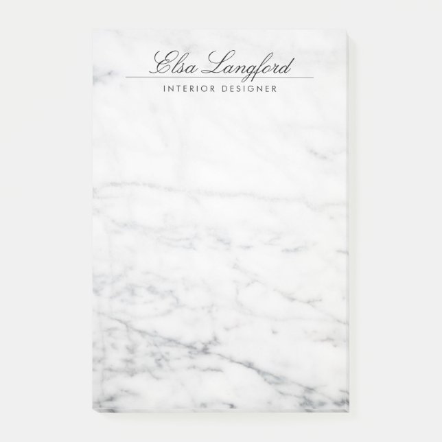 Modern White Marble Luxury Designer Post-it Notes (Front)
