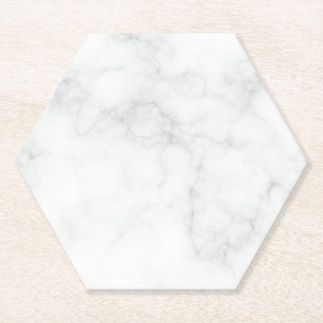 Modern White Marble Paper Coaster (Front)