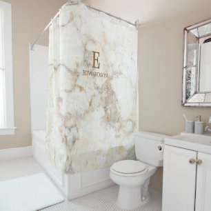 Modern white marble pattern family monogram name