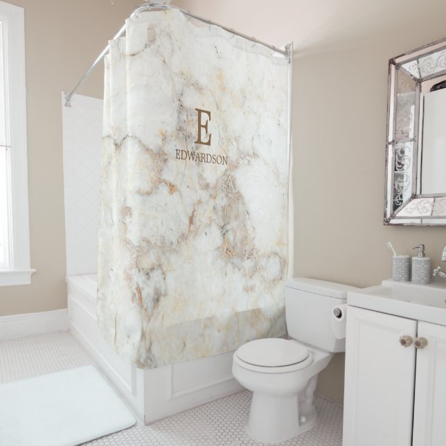 Modern white marble pattern family monogram name (In Situ)