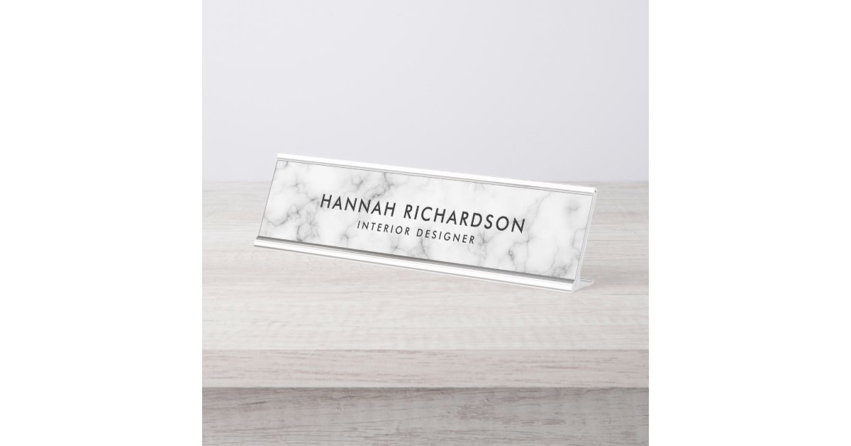Modern White Marble Personalized Desk Name Plate Zazzle