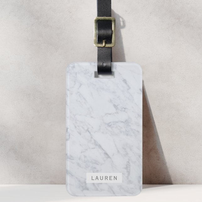 Modern White Marble Personalized Luggage Tag (Creator Uploaded)