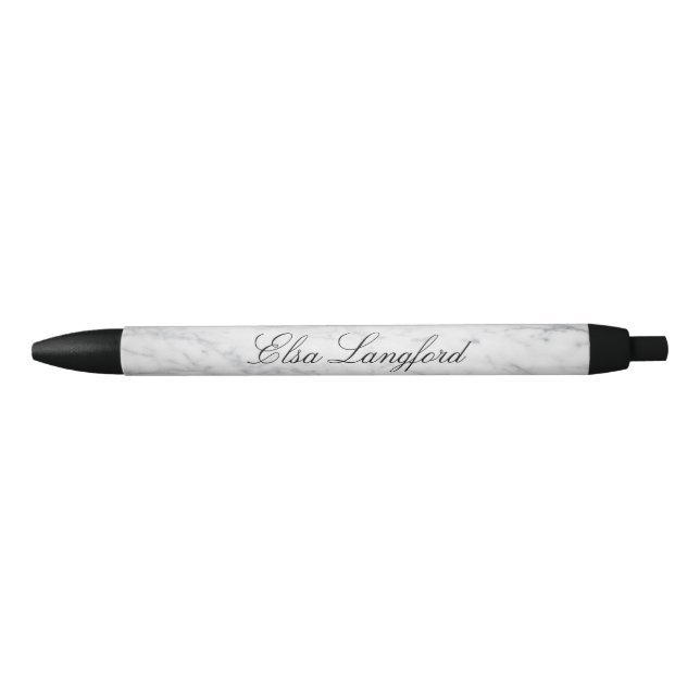 Modern White Marble Personalized Pen (Front)