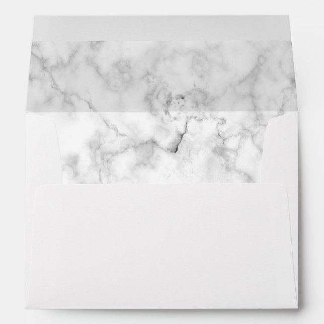 Modern White Marble Pre-Printed Address 5x7 Envelope (Back (Bottom))